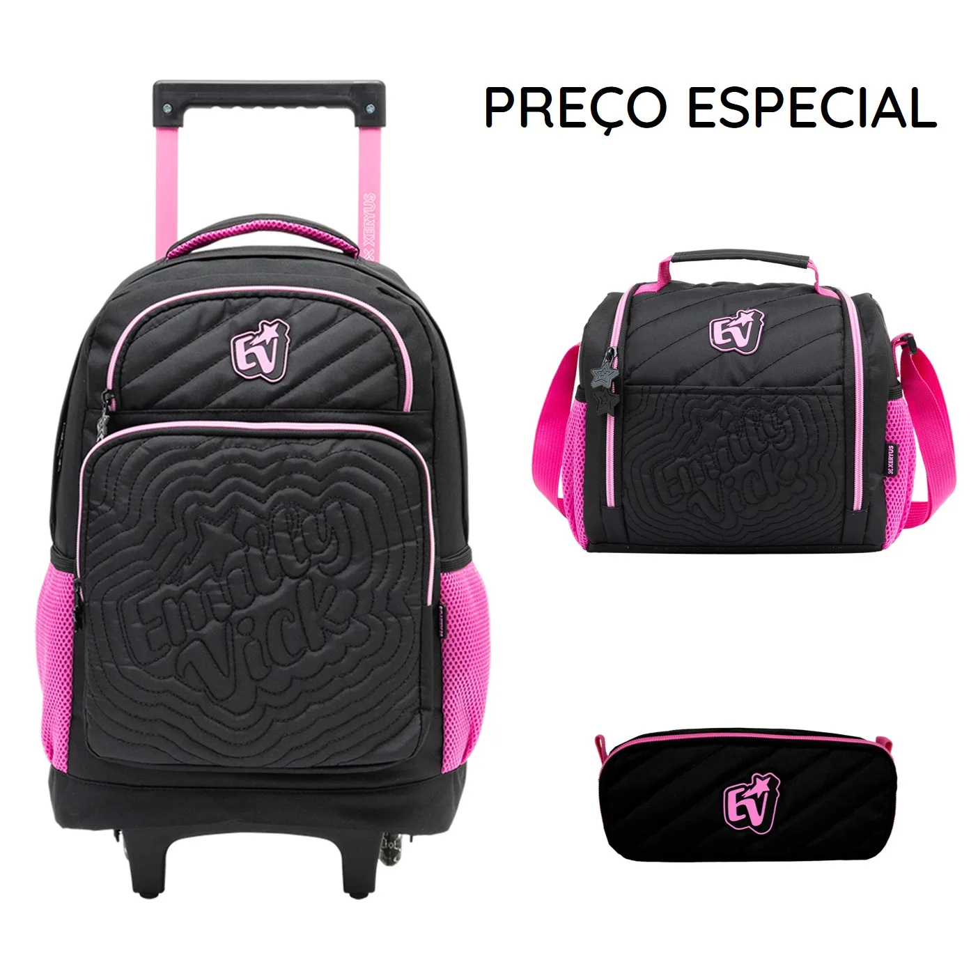 Kit Escolar EV College: Mochila, Lancheira e Estojo