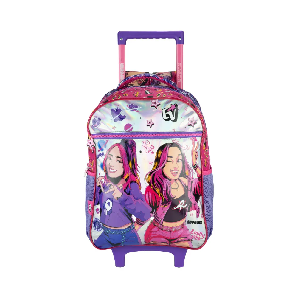 Mochila com Rodinhas e Alças Escolar Infantil EV e Katlen Roxa