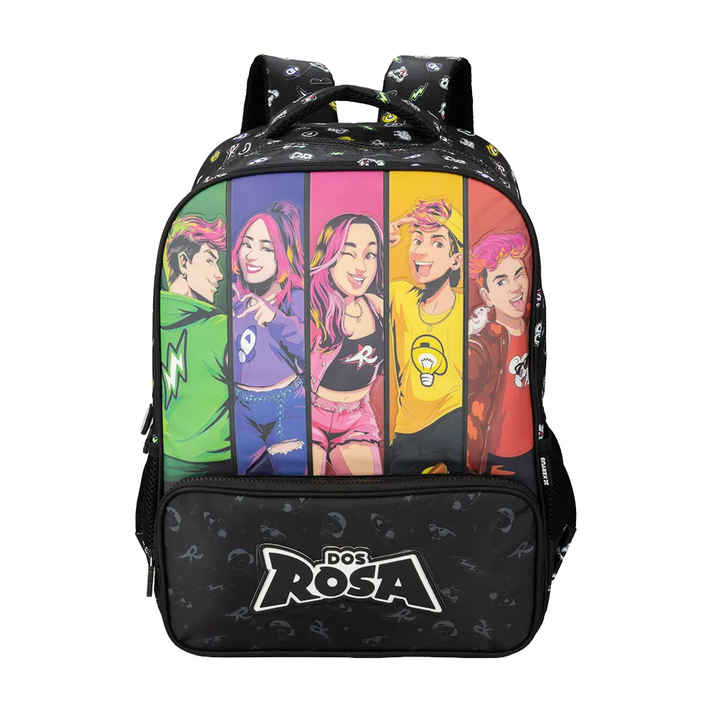 Mochila Escolar Infantil Grande Multiverso Rosa Preta