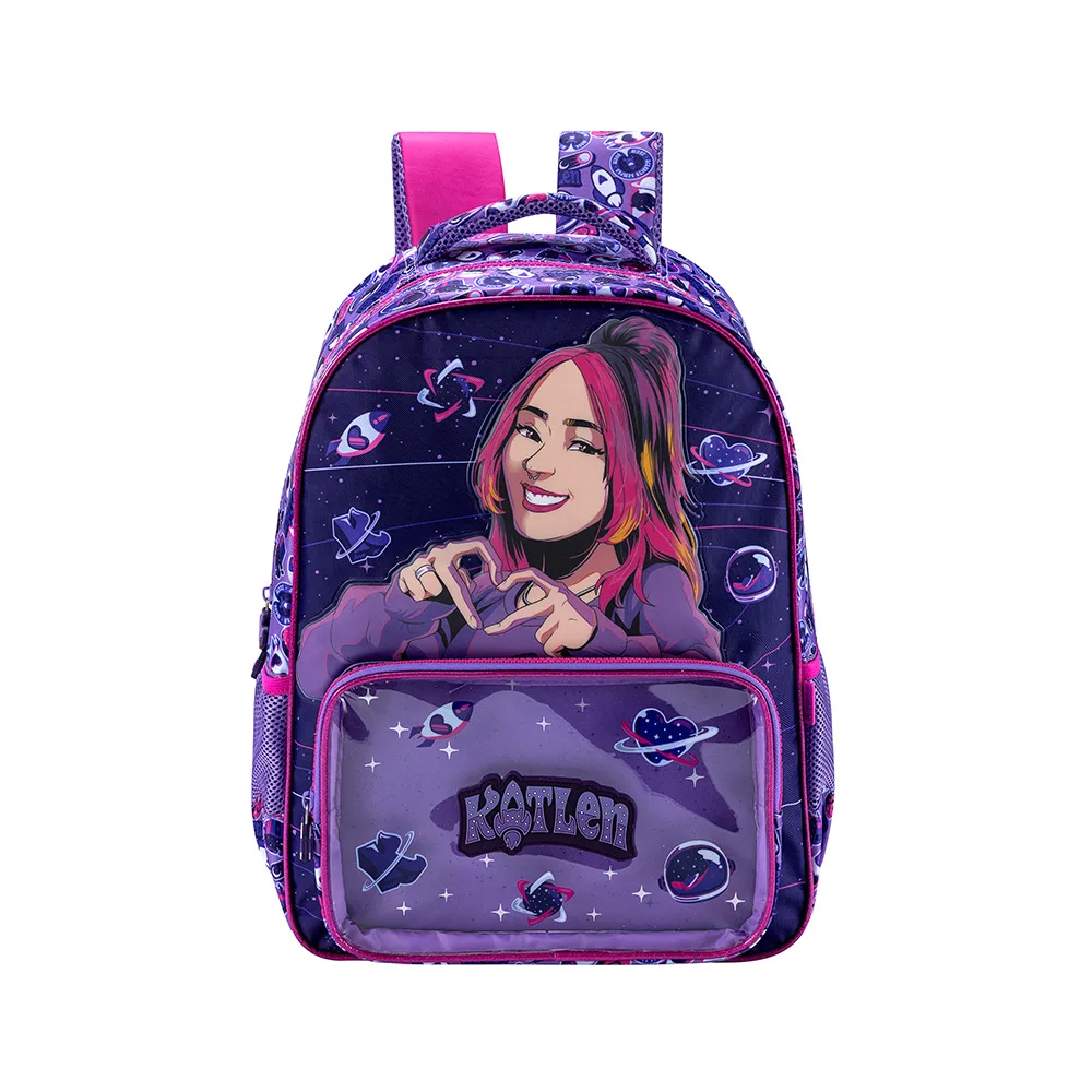 Mochila Escolar Infantil Grande Katlen Roxa Multiverso Rosa