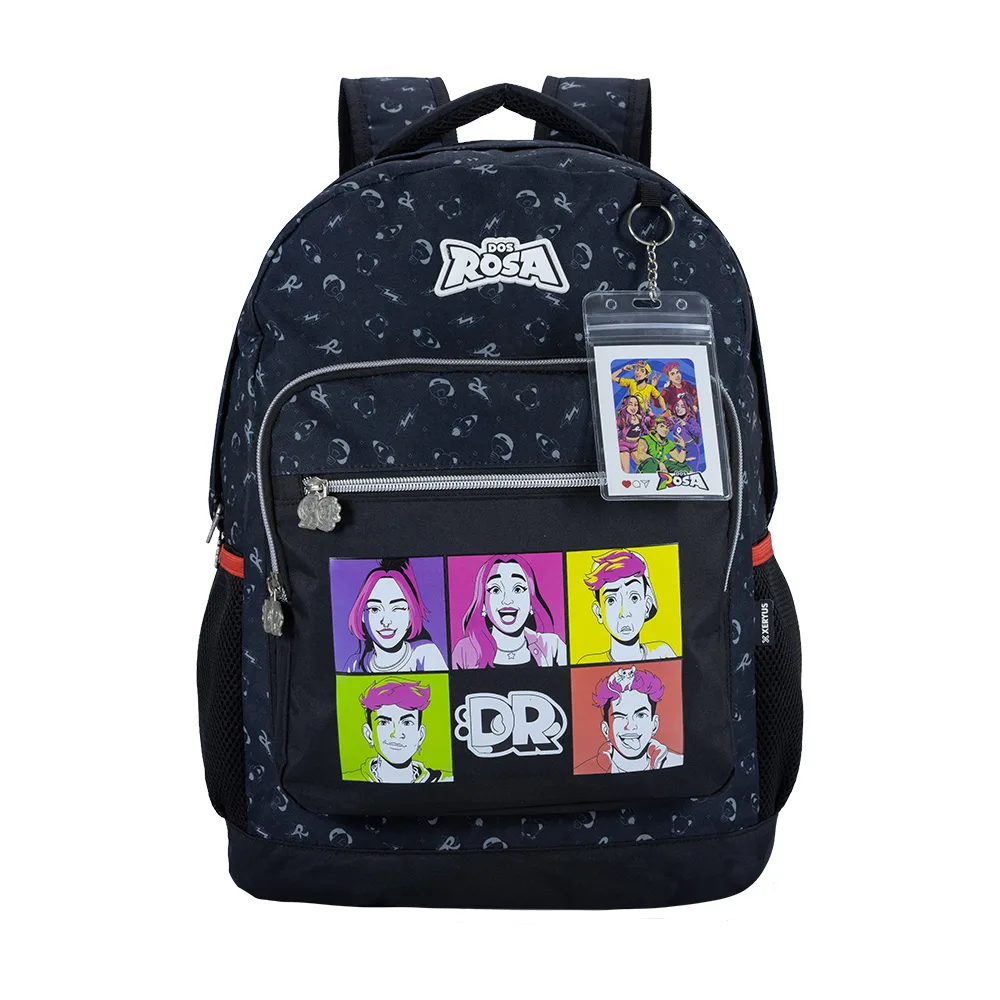 Mochila Escolar Juvenil Grupo Multiverso Rosa com Chaveiro